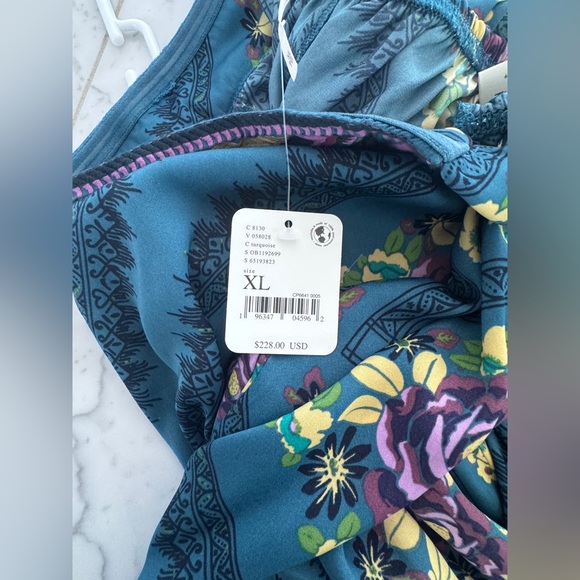 Free People strapless ultra wide leg jumpsuit XL (fits 2x-3x) turquoise - Picture 2 of 6